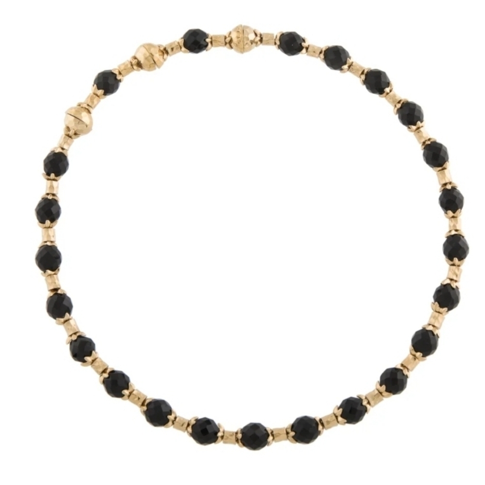 St. John collar necklace -  black crystal bead and gold tone accent